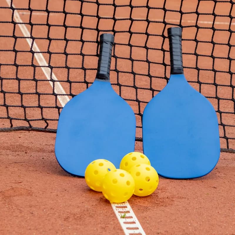 Pickleball paddles on a court
